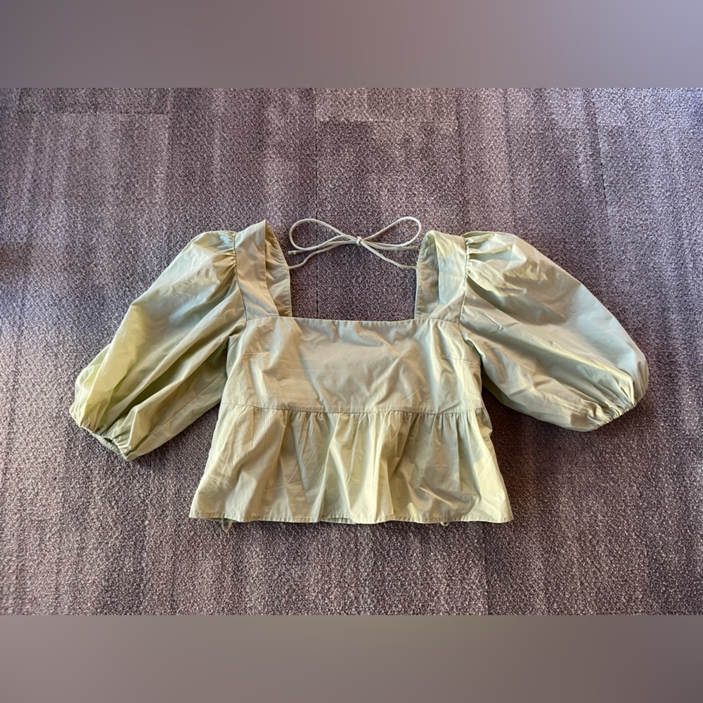 Abercrombie & Fitch Poplin Puff Sleeve Top